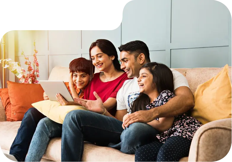 Family enjoying cable and internet services